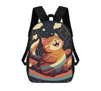 sinyumoney Mochilas De Viaje Lindas Impresas En 3D Fat Cat Laughs Mochila Escolar Para Niños, Mochila Informal Para Exteriores, Mochilas De Moda Informales Para Niños Para Niñas 17inch