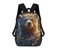 sinyumoney Mochilas De Viaje Lindas Impresas En 3D Floral Bear Portrait Mochila Escolar Para Niños, Mochila Informal Para Exteriores, Mochilas De Moda Informales Para Niños Para Niñas 17inch