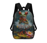 sinyumoney Mochilas De Viaje Lindas Impresas En 3D Frog Ballerina Oil Painting Mochila Escolar Para Niños, Mochila Informal Para Exteriores, Mochilas De Moda Informales Para Niños Para Niñas 17inch