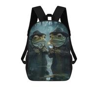 sinyumoney Mochilas De Viaje Lindas Impresas En 3D Frog Detectives Mochila Escolar Para Niños, Mochila Informal Para Exteriores, Mochilas De Moda Informales Para Niños Para Niñas 17inch