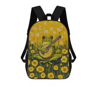 sinyumoney Mochilas De Viaje Lindas Impresas En 3D Frog Playing Mandolin Mochila Escolar Para Niños, Mochila Informal Para Exteriores, Mochilas De Moda Informales Para Niños Para Niñas 17inch