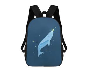 sinyumoney Mochilas De Viaje Lindas Impresas En 3D Happy Whale And Moon Mochila Escolar Para Niños, Mochila Informal Para Exteriores, Mochilas De Moda Informales Para Niños Para Niñas 17inch