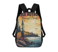 sinyumoney Mochilas De Viaje Lindas Impresas En 3D Isle Royale National Park Mochila Escolar Para Niños, Mochila Informal Para Exteriores, Mochilas De Moda Informales Para Niños Para Niñas 17inch