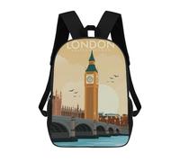 sinyumoney Mochilas De Viaje Lindas Impresas En 3D London England Travel Print Mochila Escolar Para Niños, Mochila Informal Para Exteriores, Mochilas De Moda Informales Para Niños Para Niñas 17inch