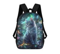 sinyumoney Mochilas De Viaje Lindas Impresas En 3D Magical Forest Cat Mochila Escolar Para Niños, Mochila Informal Para Exteriores, Mochilas De Moda Informales Para Niños Para Niñas 17inch