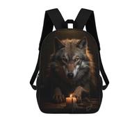 sinyumoney Mochilas De Viaje Lindas Impresas En 3D Moody Wolf Magical Candle Mochila Escolar Para Niños, Mochila Informal Para Exteriores, Mochilas De Moda Informales Para Niños Para Niñas 17inch