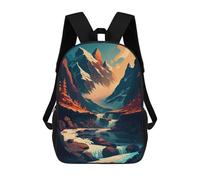sinyumoney Mochilas De Viaje Lindas Impresas En 3D Mountain River Sunset Mochila Escolar Para Niños, Mochila Informal Para Exteriores, Mochilas De Moda Informales Para Niños Para Niñas 17inch