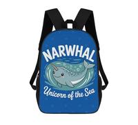 sinyumoney Mochilas De Viaje Lindas Impresas En 3D Narwhal Unicorn Of The Sea Mochila Escolar Para Niños, Mochila Informal Para Exteriores, Mochilas De Moda Informales Para Niños Para Niñas 17inch
