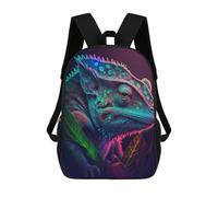 sinyumoney Mochilas De Viaje Lindas Impresas En 3D Neon Lizard Portrait Mochila Escolar Para Niños, Mochila Informal Para Exteriores, Mochilas De Moda Informales Para Niños Para Niñas 17inch