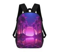 sinyumoney Mochilas De Viaje Lindas Impresas En 3D Neon Palm Sunset Mochila Escolar Para Niños, Mochila Informal Para Exteriores, Mochilas De Moda Informales Para Niños Para Niñas 17inch