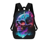 sinyumoney Mochilas De Viaje Lindas Impresas En 3D Neon Skull Fantasy Artwork Mochila Escolar Para Niños, Mochila Informal Para Exteriores, Mochilas De Moda Informales Para Niños Para Niñas 17inch