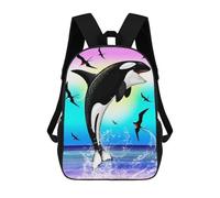 sinyumoney Mochilas De Viaje Lindas Impresas En 3D Orca Rainbow Surreal Art Mochila Escolar Para Niños, Mochila Informal Para Exteriores, Mochilas De Moda Informales Para Niños Para Niñas 17inch