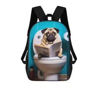 sinyumoney Mochilas De Viaje Lindas Impresas En 3D Pug Dog on The Toilet Mochila Escolar Para Niños, Mochila Informal Para Exteriores, Mochilas De Moda Informales Para Niños Para Niñas 17inch
