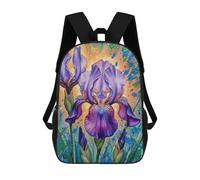sinyumoney Mochilas De Viaje Lindas Impresas En 3D Purple Iris Floral Painting Mochila Escolar Para Niños, Mochila Informal Para Exteriores, Mochilas De Moda Informales Para Niños Para Niñas 17inch