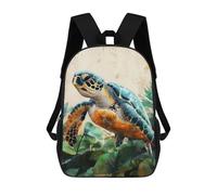 sinyumoney Mochilas De Viaje Lindas Impresas En 3D Sea Turtle in Lush Foliage Mochila Escolar Para Niños, Mochila Informal Para Exteriores, Mochilas De Moda Informales Para Niños Para Niñas 17inch