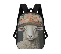 sinyumoney Mochilas De Viaje Lindas Impresas En 3D Sheep with Floral Hat Mochila Escolar Para Niños, Mochila Informal Para Exteriores, Mochilas De Moda Informales Para Niños Para Niñas 17inch