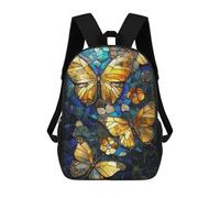 sinyumoney Mochilas De Viaje Lindas Impresas En 3D Stained Glass Butterflies Mochila Escolar Para Niños, Mochila Informal Para Exteriores, Mochilas De Moda Informales Para Niños Para Niñas 17inch