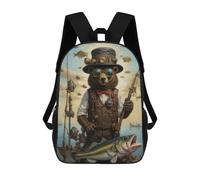 sinyumoney Mochilas De Viaje Lindas Impresas En 3D Steampunk Bear Fishing Mochila Escolar Para Niños, Mochila Informal Para Exteriores, Mochilas De Moda Informales Para Niños Para Niñas 17inch