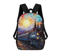 sinyumoney Mochilas De Viaje Lindas Impresas En 3D SUN AND TRAIN Mochila Escolar Para Niños, Mochila Informal Para Exteriores, Mochilas De Moda Informales Para Niños Para Niñas 17inch