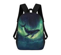 sinyumoney Mochilas De Viaje Lindas Impresas En 3D Whale And Aurora Borealis Mochila Escolar Para Niños, Mochila Informal Para Exteriores, Mochilas De Moda Informales Para Niños Para Niñas 17inch