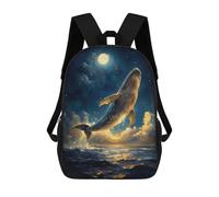 sinyumoney Mochilas De Viaje Lindas Impresas En 3D Whale in The Night Sky Mochila Escolar Para Niños, Mochila Informal Para Exteriores, Mochilas De Moda Informales Para Niños Para Niñas 17inch
