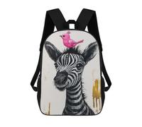 sinyumoney Mochilas De Viaje Lindas Impresas En 3D Whimsical Zebra And Bird Mochila Escolar Para Niños, Mochila Informal Para Exteriores, Mochilas De Moda Informales Para Niños Para Niñas 17inch