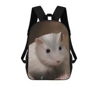 sinyumoney Mochilas De Viaje Lindas Impresas En 3D White Hamster Portrait Mochila Escolar Para Niños, Mochila Informal Para Exteriores, Mochilas De Moda Informales Para Niños Para Niñas 17inch