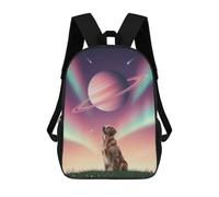 sinyumoney Mochilas Dog Gazing at Saturn in Space Mochila Escolar Para Niños Mochila Escolar Impresa En 3D Para Niños Estudiantes De Primaria Y Secundaria 17inch
