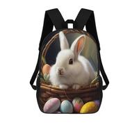 sinyumoney Mochilas Easter Basket with Bunny Mochila Escolar Para Niños Mochila Escolar Impresa En 3D Para Niños Estudiantes De Primaria Y Secundaria 17inch