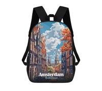 sinyumoney Mochilas Escolares Impresas En 3D Amsterdam Netherlands Cityscape Art Mochilas De Moda Para Niños De Gran Capacidad Mochilas Escolares Para Niños Mochilas De Viaje 17inch