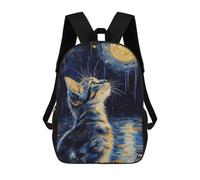 sinyumoney Mochilas Escolares Impresas En 3D Cat Gazing at The Moon Mochilas De Moda Para Niños De Gran Capacidad Mochilas Escolares Para Niños Mochilas De Viaje 17inch