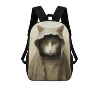 sinyumoney Mochilas Escolares Impresas En 3D Cat in Raincoat Portrait Mochilas De Moda Para Niños De Gran Capacidad Mochilas Escolares Para Niños Mochilas De Viaje 17inch