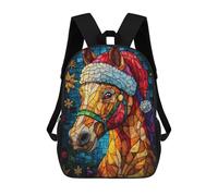 sinyumoney Mochilas Escolares Impresas En 3D Christmas Horse Stained Gl Mochilas De Moda Para Niños De Gran Capacidad Mochilas Escolares Para Niños Mochilas De Viaje 17inch