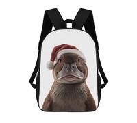 sinyumoney Mochilas Escolares Impresas En 3D Christmas Platypus with Santa Hat Portrait Mochilas De Moda Para Niños De Gran Capacidad Mochilas Escolares Para Niños Mochilas De Viaje 17inch