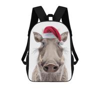 sinyumoney Mochilas Escolares Impresas En 3D Christmas Warthog with Santa Hat Mochilas De Moda Para Niños De Gran Capacidad Mochilas Escolares Para Niños Mochilas De Viaje 17inch