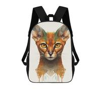 sinyumoney Mochilas Escolares Impresas En 3D Colorful Abyssinian Cat Portrait Mochilas De Moda Para Niños De Gran Capacidad Mochilas Escolares Para Niños Mochilas De Viaje 17inch