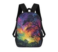 sinyumoney Mochilas Escolares Impresas En 3D Colorful Night Sky with Trees Mochilas De Moda Para Niños De Gran Capacidad Mochilas Escolares Para Niños Mochilas De Viaje 17inch
