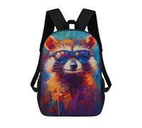 sinyumoney Mochilas Escolares Impresas En 3D Cool Raccoon Sunglasses Painting Abstract Mochilas De Moda Para Niños De Gran Capacidad Mochilas Escolares Para Niños Mochilas De Viaje 17inch
