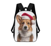 sinyumoney Mochilas Escolares Impresas En 3D Corgi Dog with Santa Hat Portrait Mochilas De Moda Para Niños De Gran Capacidad Mochilas Escolares Para Niños Mochilas De Viaje 17inch