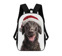 sinyumoney Mochilas Escolares Impresas En 3D Curly-Coated Retriever Dog with Santa Hat Mochilas De Moda Para Niños De Gran Capacidad Mochilas Escolares Para Niños Mochilas De Viaje 17inch
