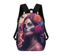sinyumoney Mochilas Escolares Impresas En 3D Day of The Dead Portrait-3 Mochilas De Moda Para Niños De Gran Capacidad Mochilas Escolares Para Niños Mochilas De Viaje 17inch
