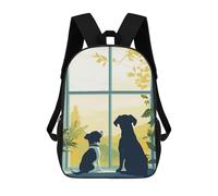 sinyumoney Mochilas Escolares Impresas En 3D Dogs by The Window Mochilas De Moda Para Niños De Gran Capacidad Mochilas Escolares Para Niños Mochilas De Viaje 17inch