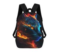 sinyumoney Mochilas Escolares Impresas En 3D Flame And Ice Cat Portrait Mochilas De Moda Para Niños De Gran Capacidad Mochilas Escolares Para Niños Mochilas De Viaje 17inch