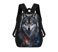 sinyumoney Mochilas Escolares Impresas En 3D Flame And Ice Wolf Artwork Mochilas De Moda Para Niños De Gran Capacidad Mochilas Escolares Para Niños Mochilas De Viaje 17inch