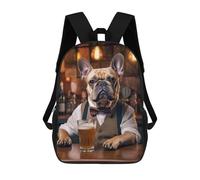 sinyumoney Mochilas Escolares Impresas En 3D French Bulldog in The Pub Mochilas De Moda Para Niños De Gran Capacidad Mochilas Escolares Para Niños Mochilas De Viaje 17inch