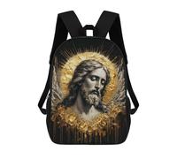 sinyumoney Mochilas Escolares Impresas En 3D Gold X Jesus Portrait Mochilas De Moda Para Niños De Gran Capacidad Mochilas Escolares Para Niños Mochilas De Viaje 17inch