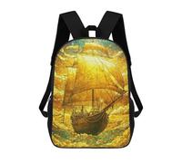 sinyumoney Mochilas Escolares Impresas En 3D Golden Ship in The Clouds Mochilas De Moda Para Niños De Gran Capacidad Mochilas Escolares Para Niños Mochilas De Viaje 17inch