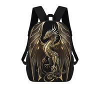 sinyumoney Mochilas Escolares Impresas En 3D Golden Winged Dragon Artwork Mochilas De Moda Para Niños De Gran Capacidad Mochilas Escolares Para Niños Mochilas De Viaje 17inch