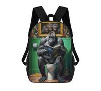 sinyumoney Mochilas Escolares Impresas En 3D Gorilla on The Toilet Mochilas De Moda Para Niños De Gran Capacidad Mochilas Escolares Para Niños Mochilas De Viaje 17inch