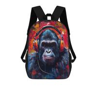 sinyumoney Mochilas Escolares Impresas En 3D Gorilla with Headphones Mochilas De Moda Para Niños De Gran Capacidad Mochilas Escolares Para Niños Mochilas De Viaje 17inch